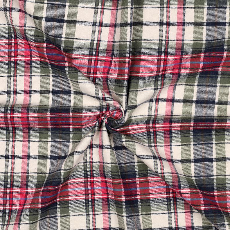 flanella di cotone Quadri | Poppy Fabrics – verde oliva/rosso, image number 3
