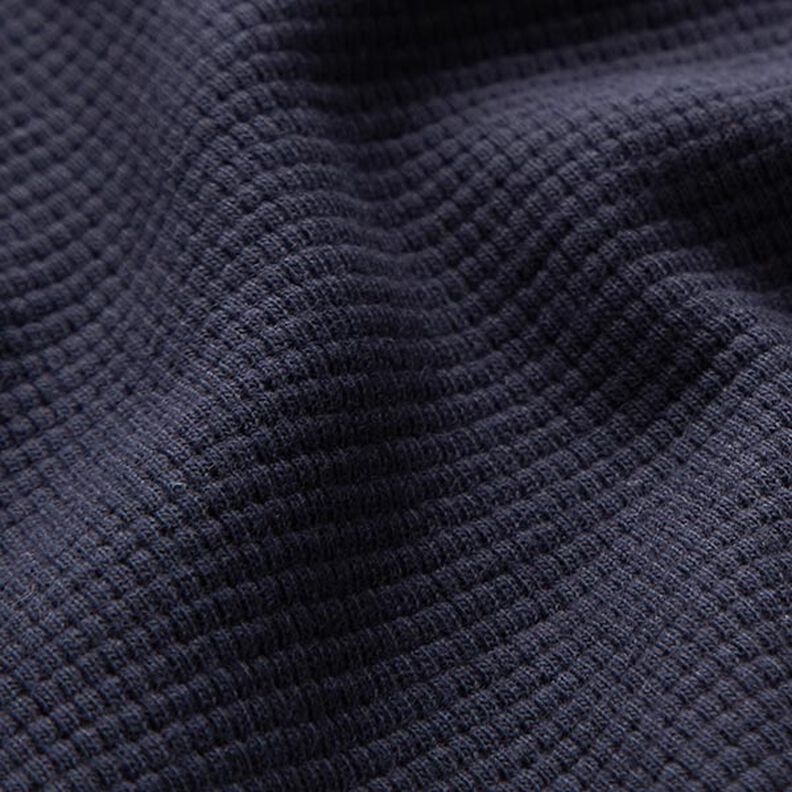 jersey di cotone, nido d’ape mini, tinta unita – blu marino | Resto 130cm,  image number 3