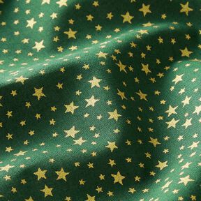 tessuto in cotone cretonne cielo stellato natalizio, piccolo – verde scuro/oro, 
