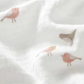 mussolina / tessuto doppio increspato uccellini – avorio, 