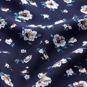 Tessuto in viscosa con pioggia floreale – blu notte, 