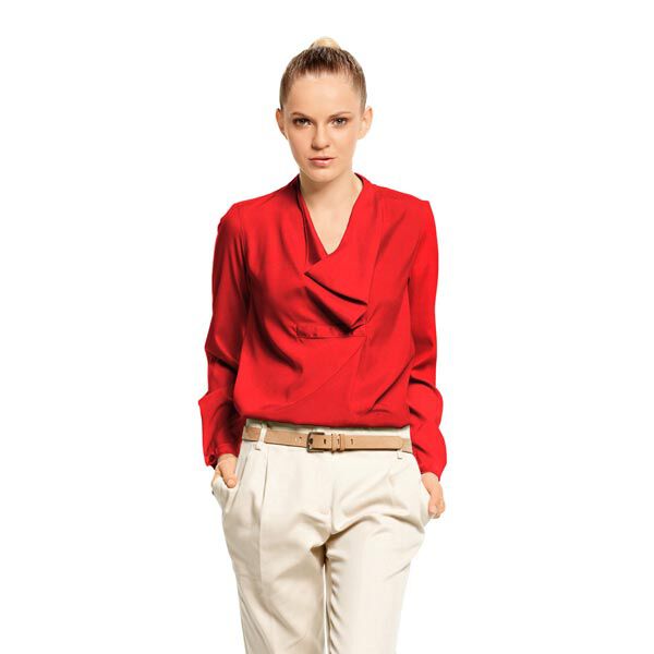 Georgette crêpe Moss – rosso carminio, image number 5