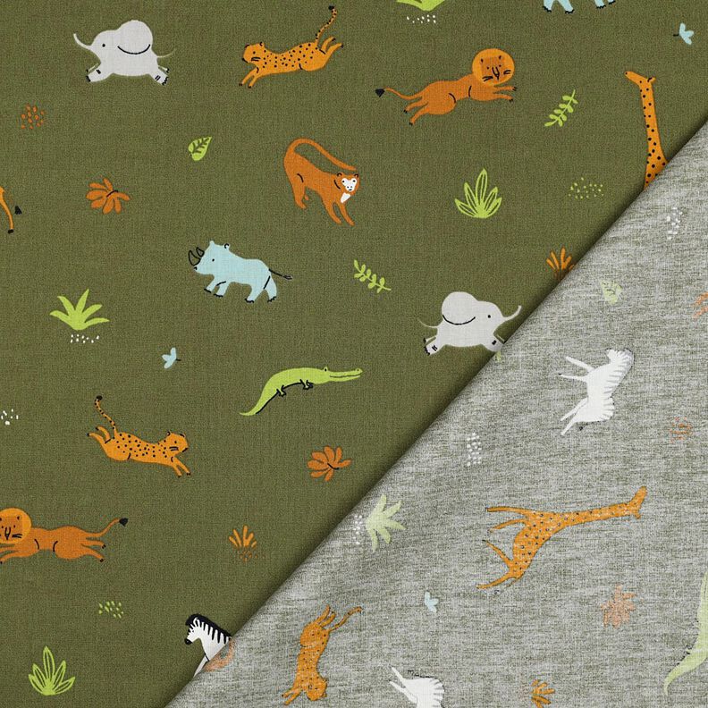 GOTS popeline di cotone animali della steppa | Poppy Fabrics – verde oliva scuro, image number 4