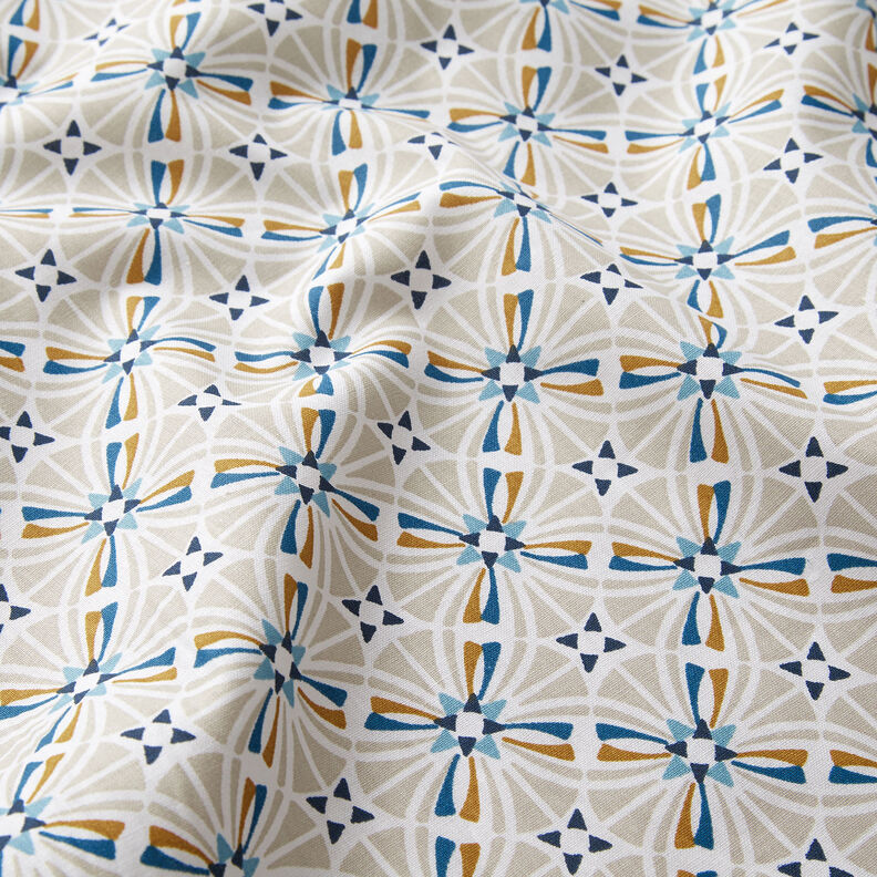 tessuto in cotone cretonne Piastrelle arrotondate – blu,  image number 2