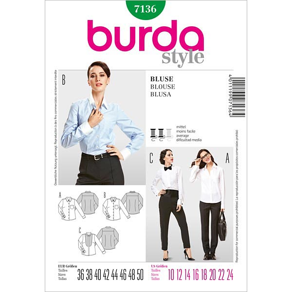 Blusa camicetta, Burda 7136 •